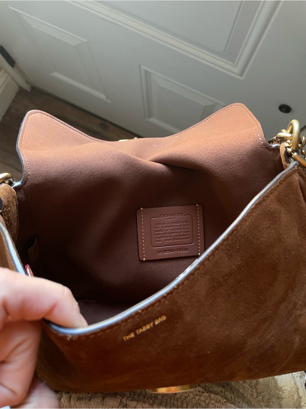 Coach Brown Suede Shoulder Bag with Gold Hardware - Picture 4 of 4